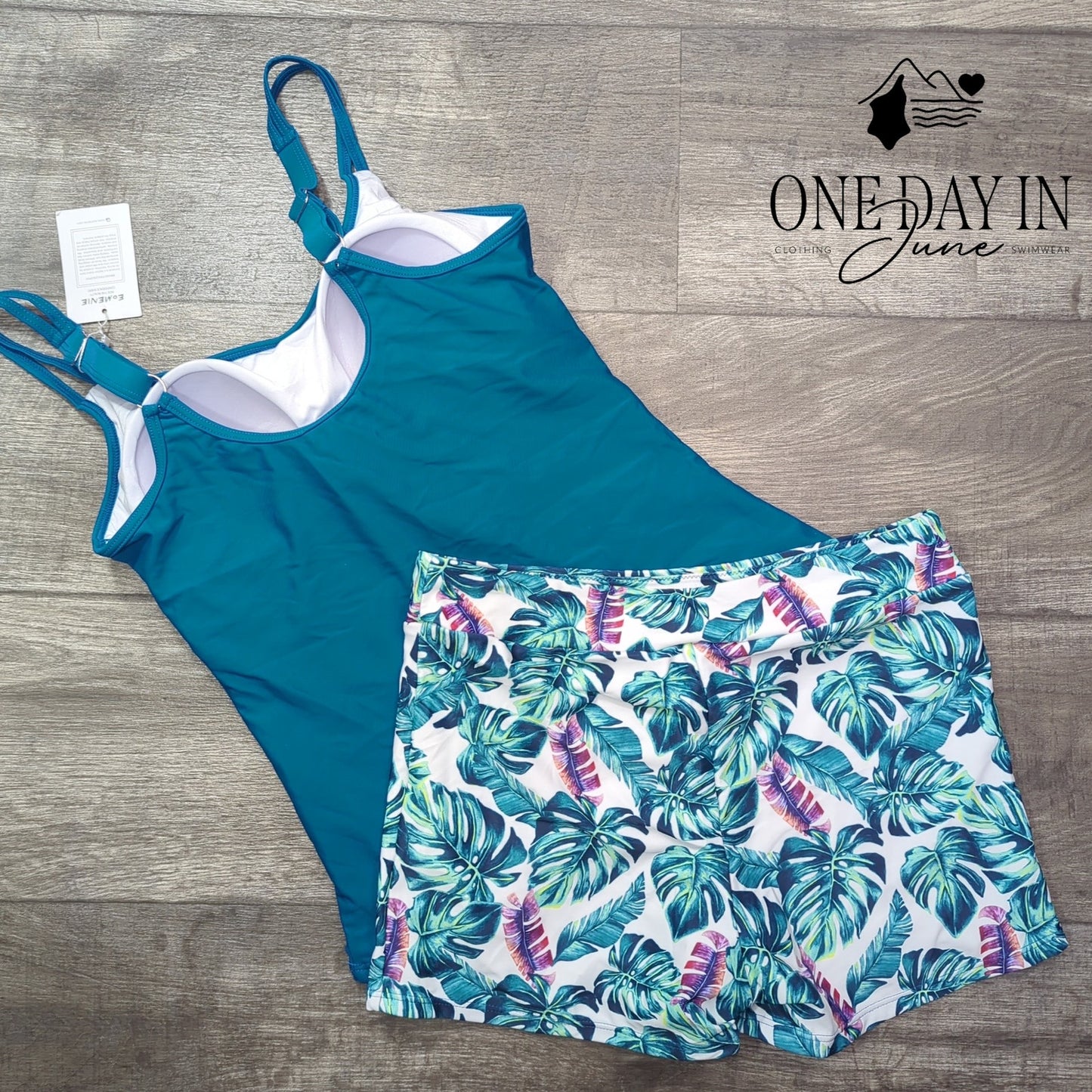 Eomenie Tropical Boyshort Tankini Swimsuit Size L