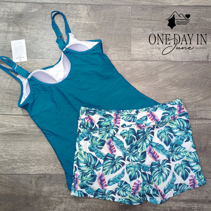 Eomenie Tropical Boyshort Tankini Swimsuit Size L