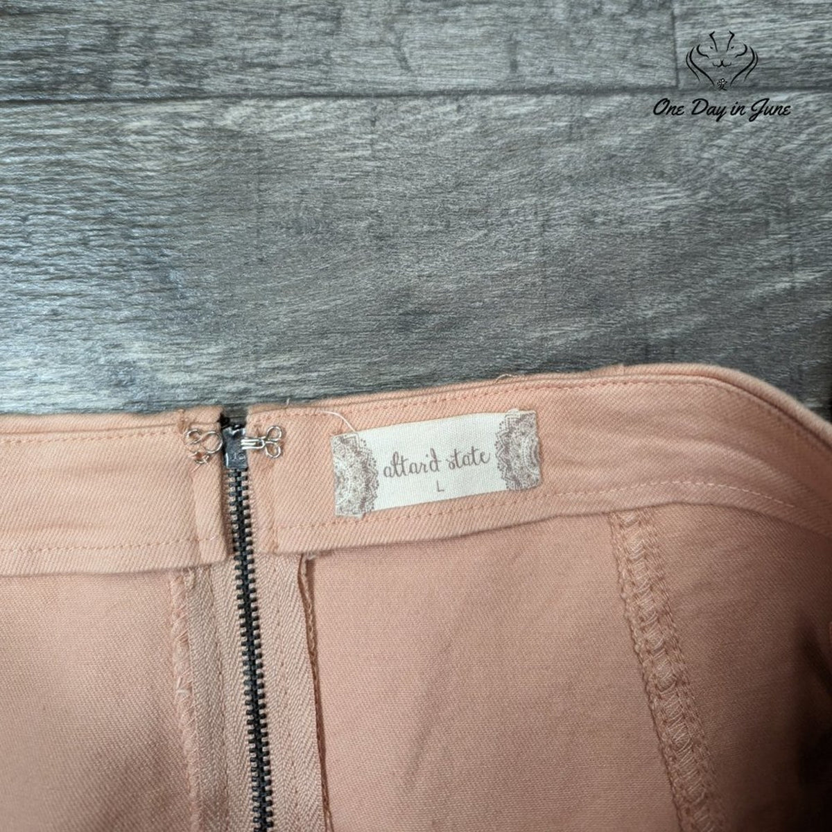 Altar'd State Mini Skirt Blush Pink Peach Paneled Back Zip NWT Size L