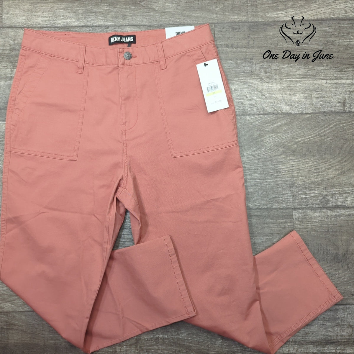 DKNY High Rise Slim Straight Jeans Pink Canyon Rose NWT Size 10