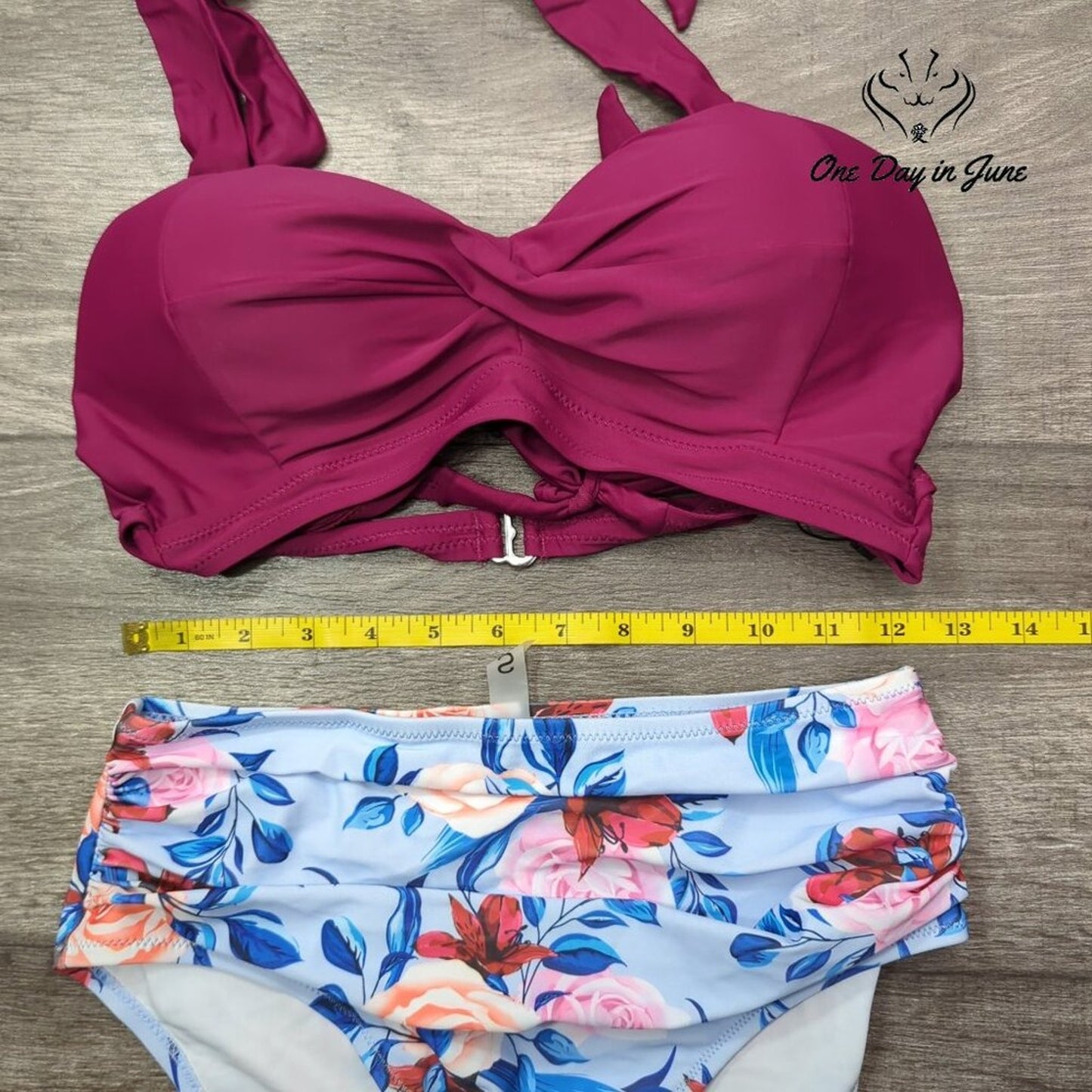 Tempt Me Vintage Cross Front Halter Bikini Swimsuit Size S