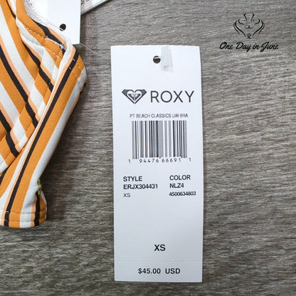 Roxy Printed Beach Classics Underwire Bikini Top Striped NWT $45 Size XS