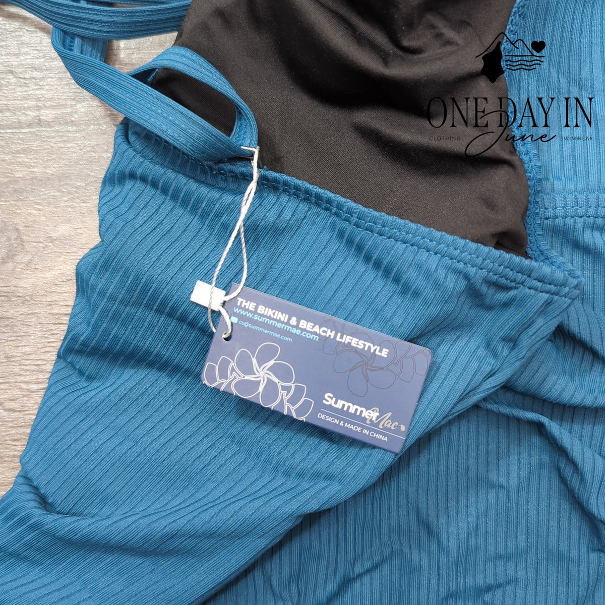 Summer Mae Maternity Ribbed Button Front Ruched One Piece Swimsuit Blue Size S