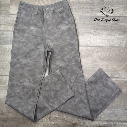 Topshop Faux Leather Straight Leg Pants Gray Washed High Rise Size 8