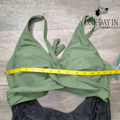 Blooming Jelly Tie Back Cut Out Cross Front One Piece Swimsuit Size XL