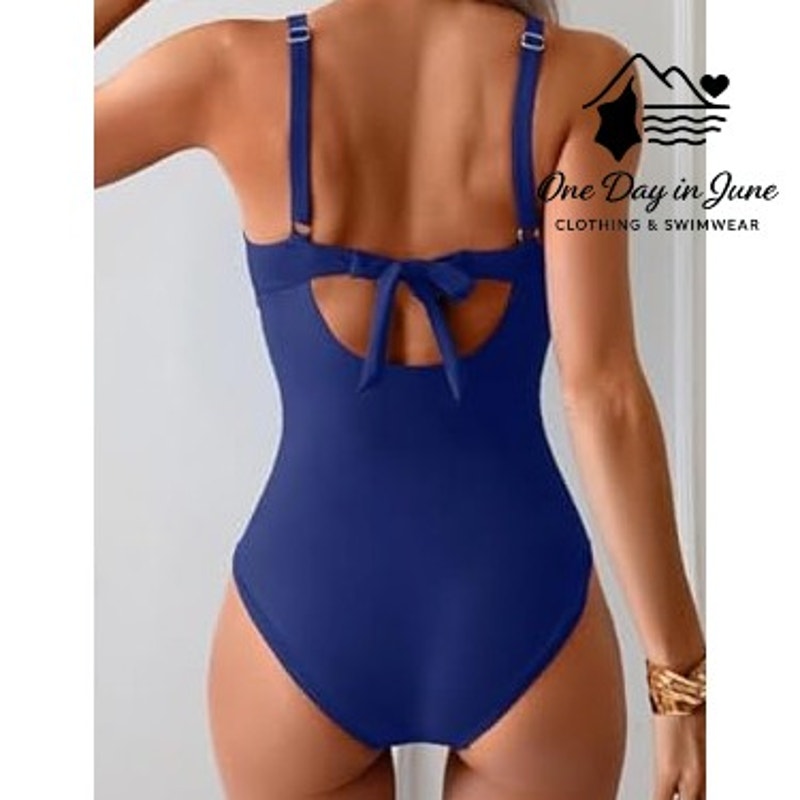 Eomenie Plus Size Cross Front One Piece Swimsuit Size 2XL