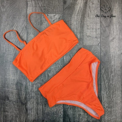 Pink Queen Removable Strap High Waist Bikini Swimsuit Size S