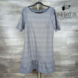 Ann Taylor Glen Plaid Flounce Hem Shift Dress Gray NWT Size M