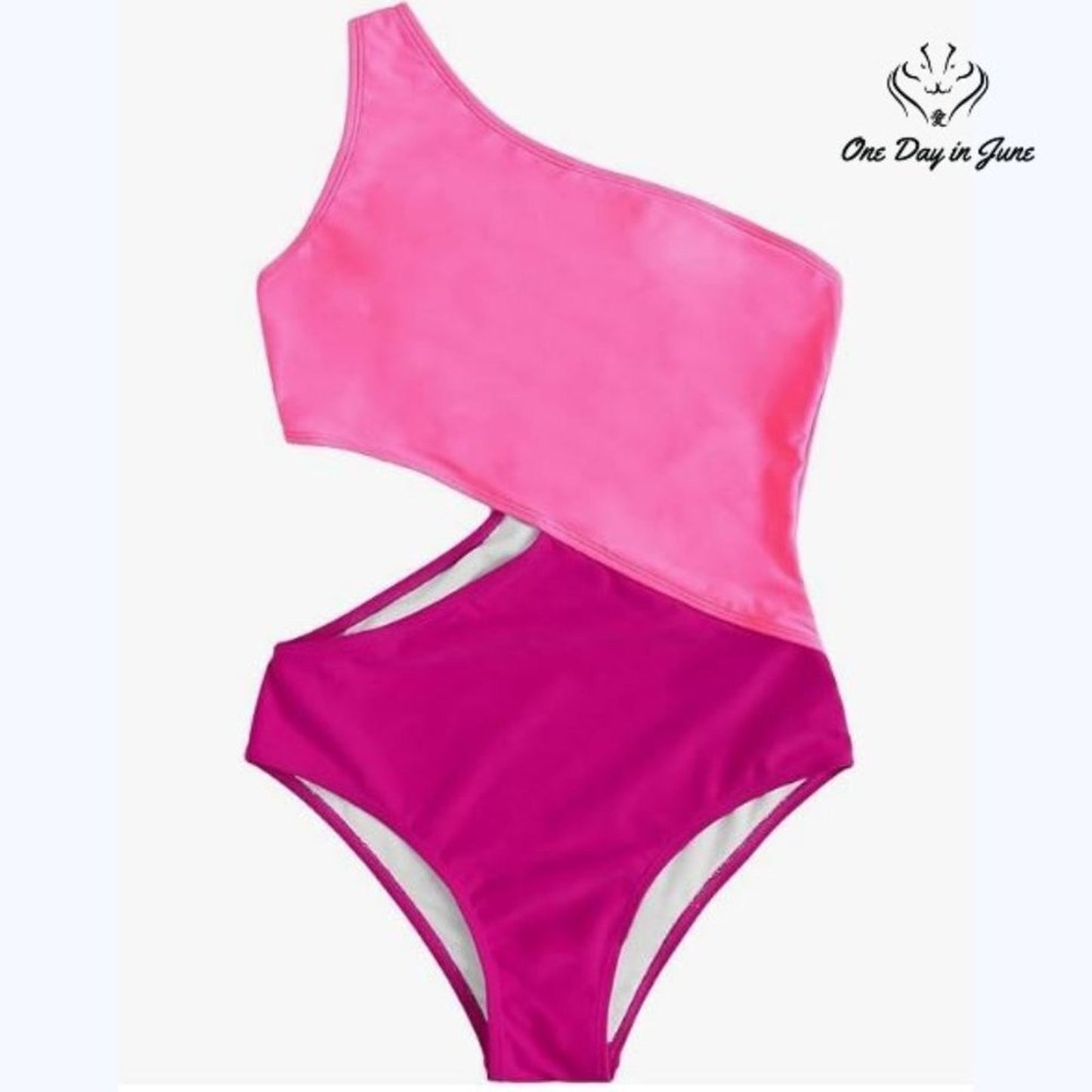 SweatyRocks One Shoulder Color Block One Piece Swimsuit Size M