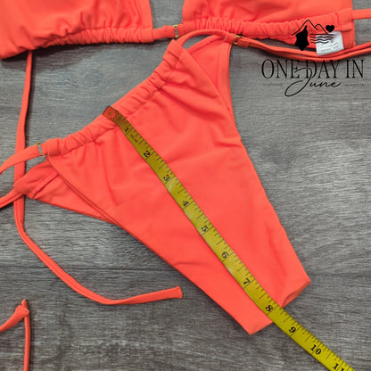 CharmLeaks Triangle Tie Side Bikini Swimsuit Neon Orange Size M