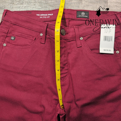AG Adriano Goldschmied The Legging Ankle Super Skinny Jeans Burgundy NWT Size 4