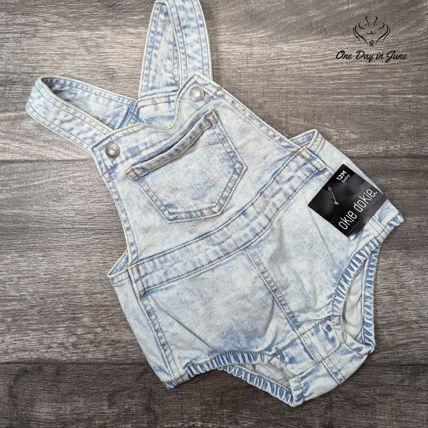 Okie Dokie Bailey Wash Overalls Size 12M