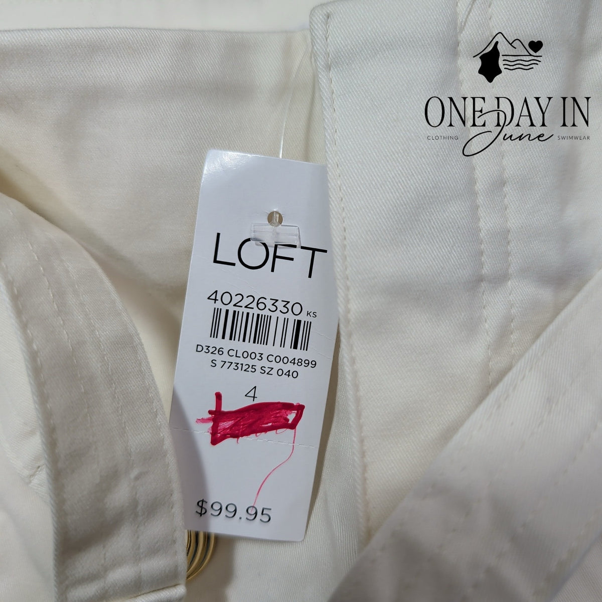Loft High Waist Wide Leg Belted Pants Ivory White NWT Size 4