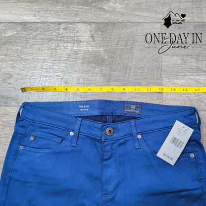 AG Adriano Goldschmied The Stilt Cigarette Leg Jeans Cobalt Blue NWT Size 4 (27)