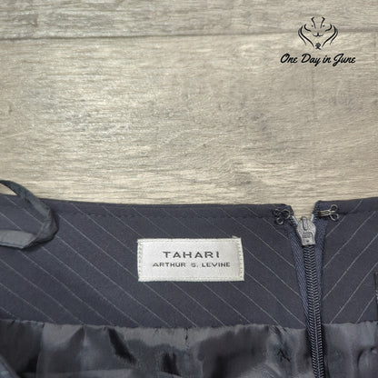 Tahari Arthur S Levine Pinstripe Pencil Skirt Navy Career Lined Size 10