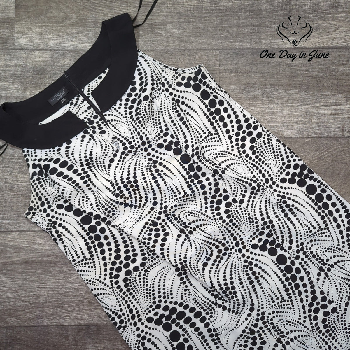 Kim Rogers Black White Abstract Dot Print Sleeveless Sheath Dress Size 14W