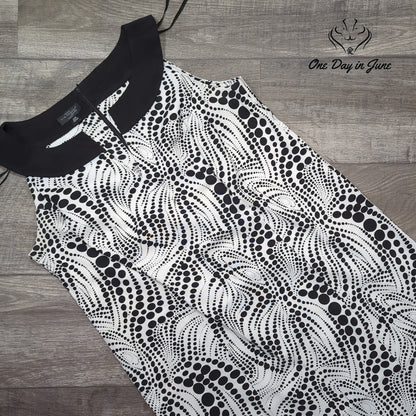 Kim Rogers Black White Abstract Dot Print Sleeveless Sheath Dress Size 14W