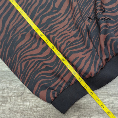 Express Zebra Print Shoulder Pad Long Sleeve Blouse Brown Black NWT Size M
