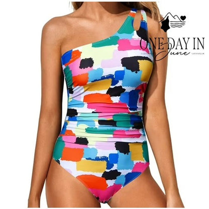Holipick One Shoulder One Piece Swimsuit Size L