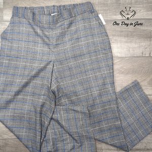 Kasper Plus Wide Leg Pull On Pants Gray Blue Plaid Dress Trousers NWT Size 1X