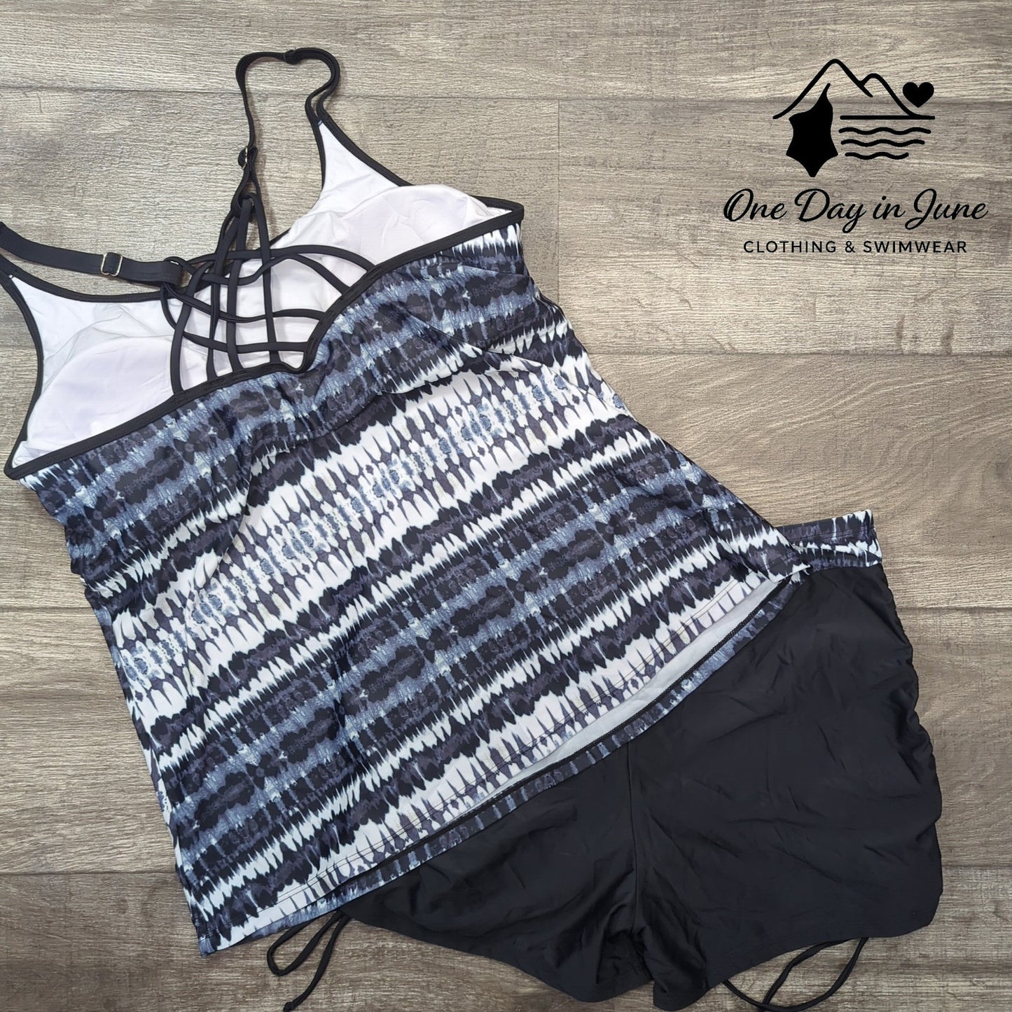 Yonique Plus Size Cage Back Boyshort Tankini Swimsuit Size XXL