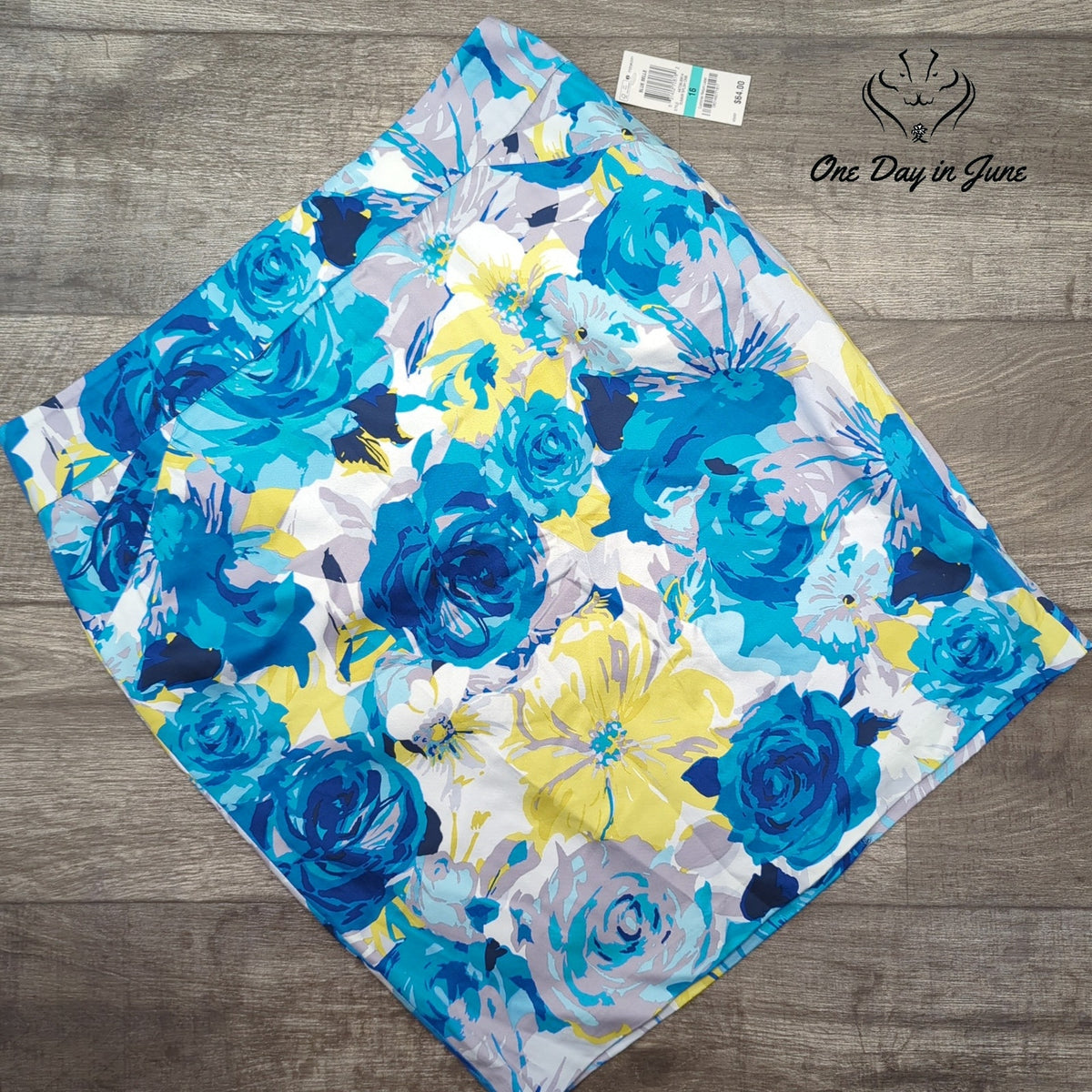 Charter Club Blue Belle Floral Mini Skirt Blue Yellow White NWT Size 16