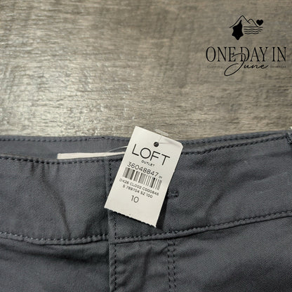 Loft Monroe Straight Pants Gray Mid Rise Chino Trousers NWT Size 10