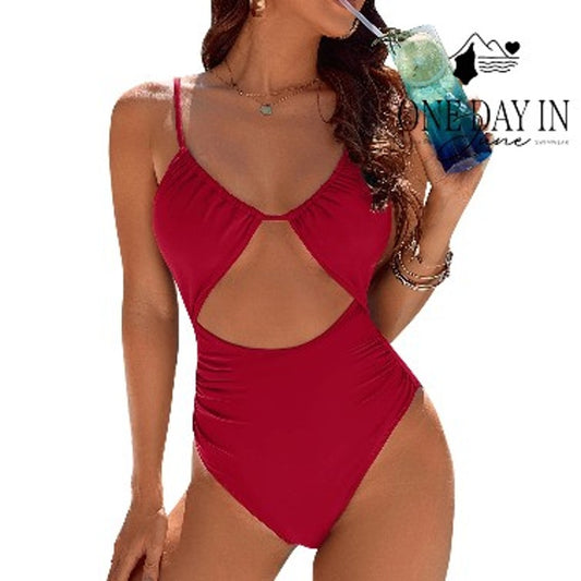 Blooming Jelly Cut Out One Piece Swimsuit Size M