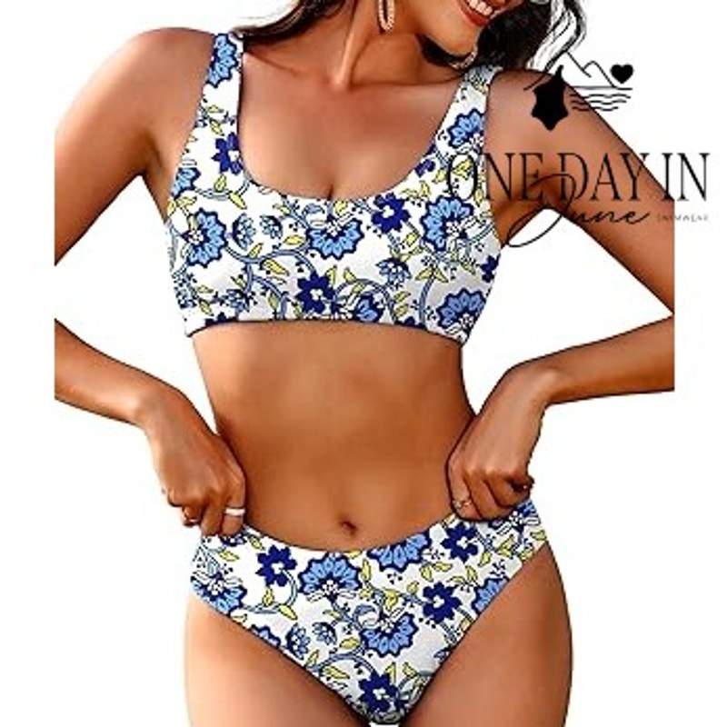 Aimage Floral Crop Bikini Swimsuit Size M
