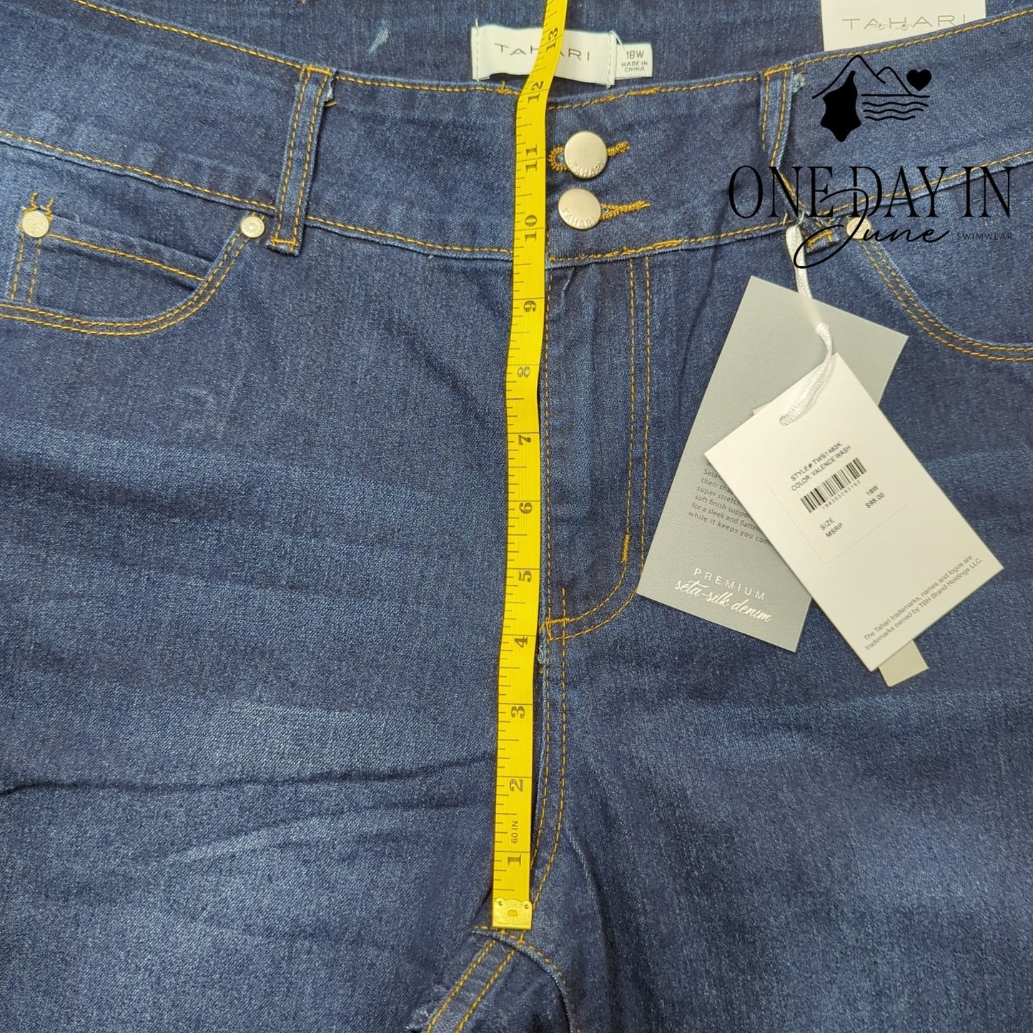 Tahari Plus Size Charlotte Double Button Skinny Jeans Size 18W