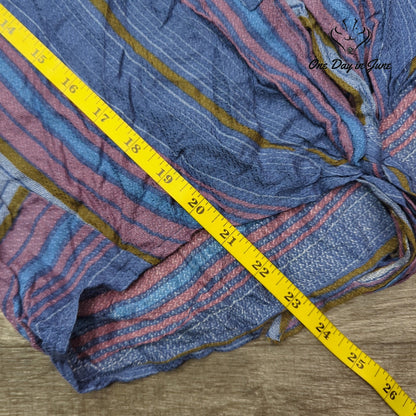 Lovestitch Striped Button Down Shirt Blue Pink Boho Long Sleeve NWT Size S