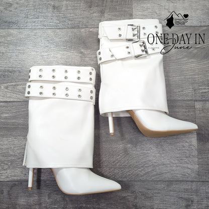 Wild Diva Faux Leather Buckle Heel Boots Size 5.5