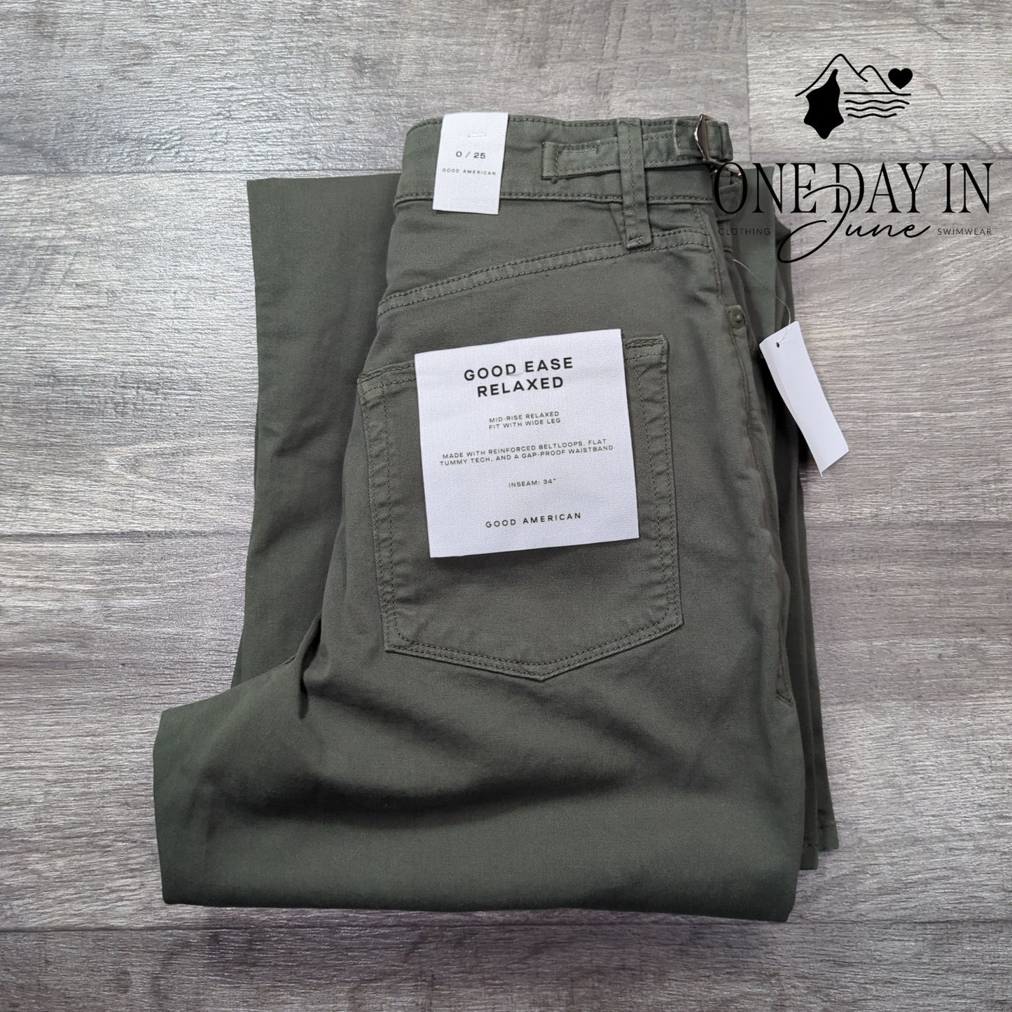 Good American Good Ease Relaxed Mid Rise Wide Leg Jeans Size 0 (25)