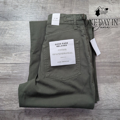Good American Twill Good Ease Wide Leg Pants Fatigue NWT $169 Size 0 (25)