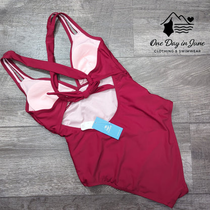 Cupshe V Neck Tie Back One Piece Swimsuit Size S