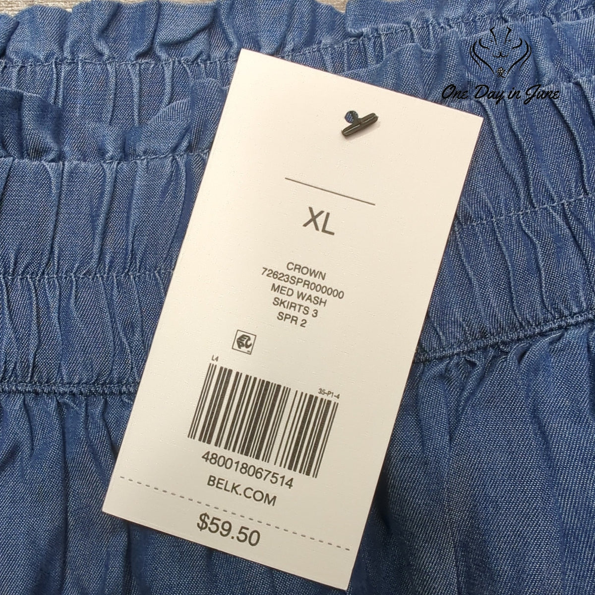 Crown & Ivy Pull On Tiered Chambray Skirt Blue Crochet Trim NWT Size XL