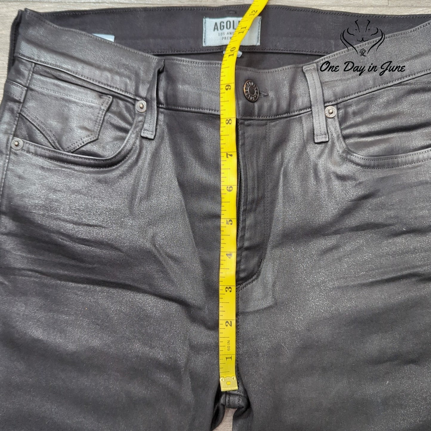 Agolde Premium Coated Skinny Jeans Black Leather Look Size 29 (8)