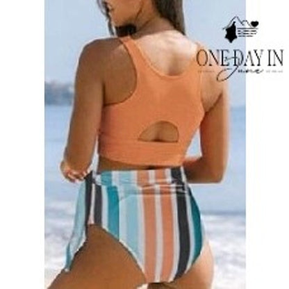 CharmLeaks Crop High Waist Bikini Swimsuit Size M