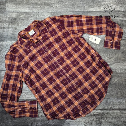 St. John's Bay Classic Button Down Flannel Top Size L