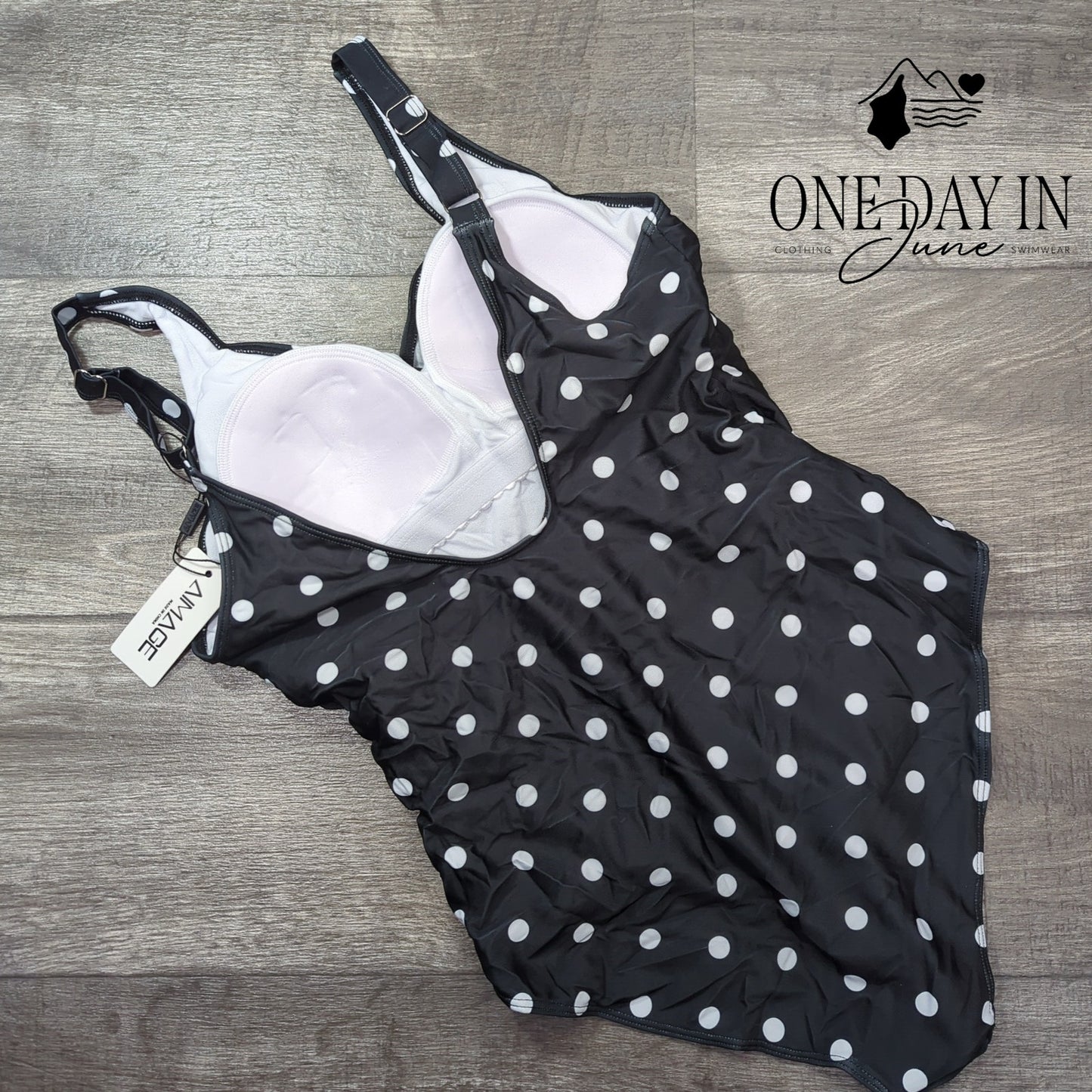 Aimage Polka Dot One Piece Swimsuit Size L