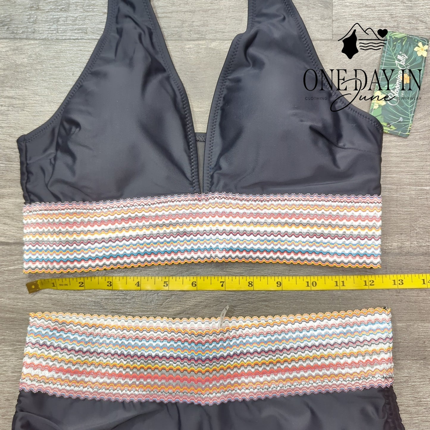 Blooming Jelly V Front High Waist Bikini Swimsuit Size M