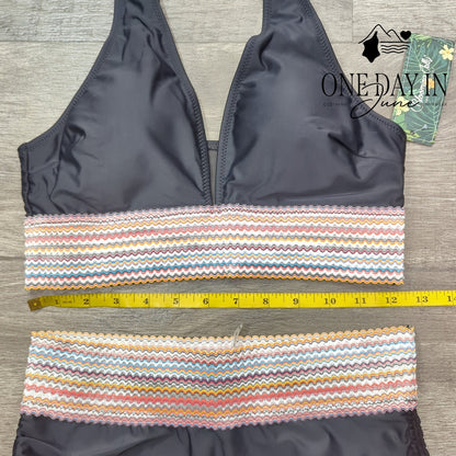 Blooming Jelly V Front High Waist Bikini Swimsuit Size M