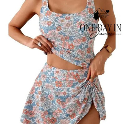 B2Prity Floral Skirted Tankini Swimsuit Size M