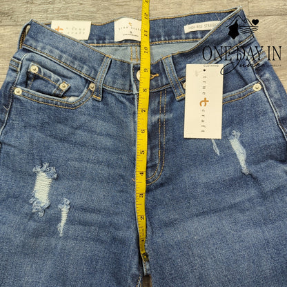 True Craft Distressed High Rise STraight Jeans Size 0