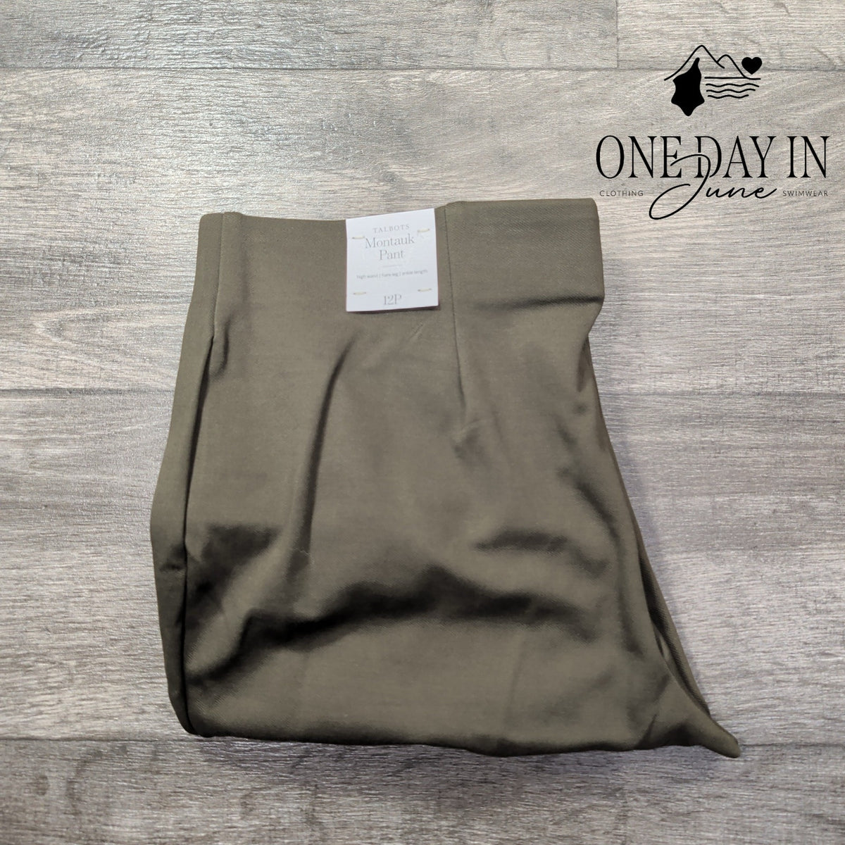 Talbots Petite Montauk High Rise Flare Ankle Pants Olive NWT Size 12P