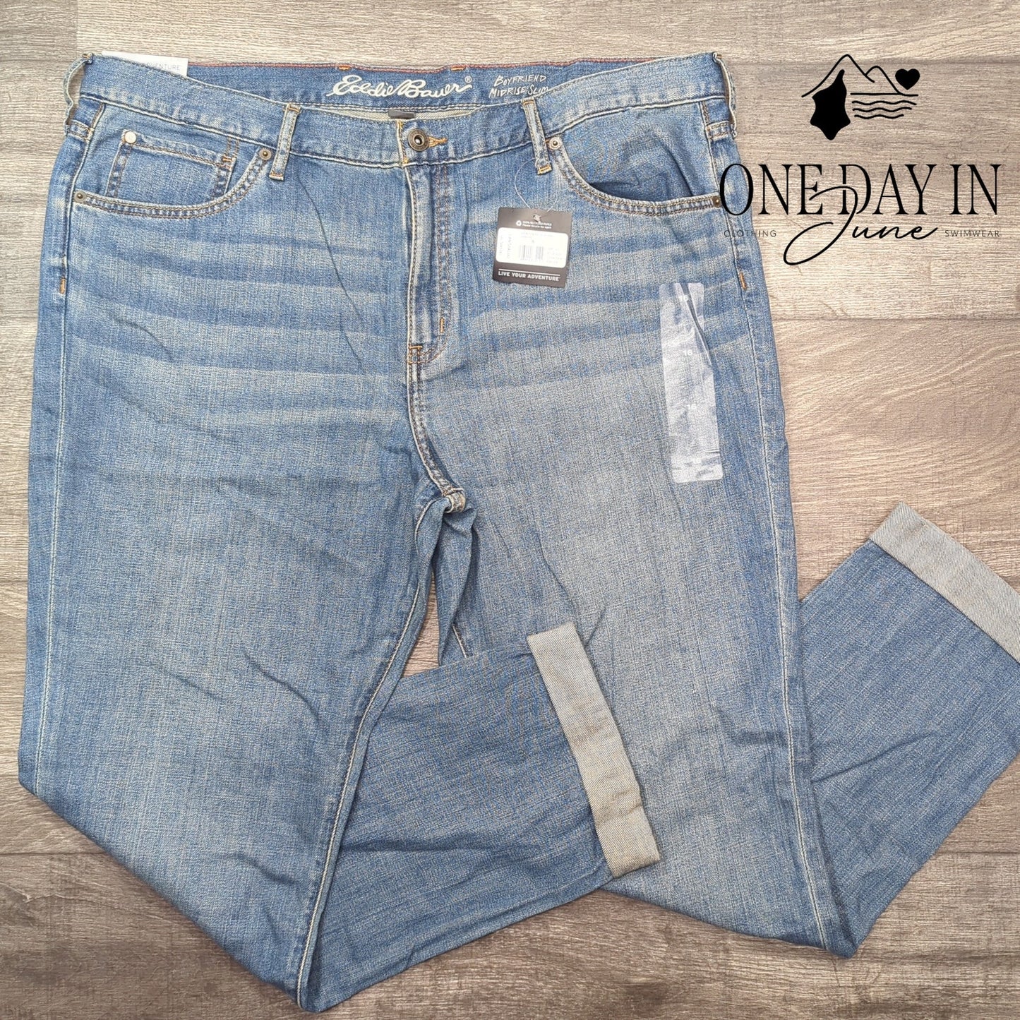 Eddie Bauer Mid Rise Boyfriend Slim Jeans Size 16