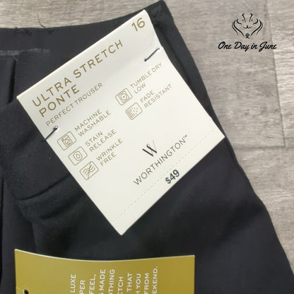 Worthington Ultra Straight Ponte Trouser Pants Size 16