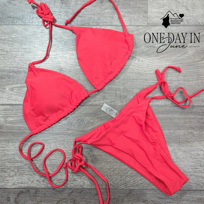 Charmo Adjustable Triangle Tie Side Cheeky Bikini Swimsuit Size M