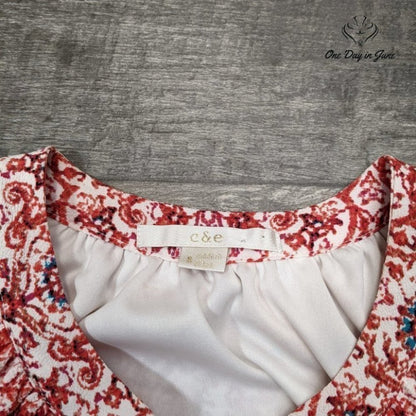 C&E Women's Sleeveless Floral V Neck Mini Dress Size S