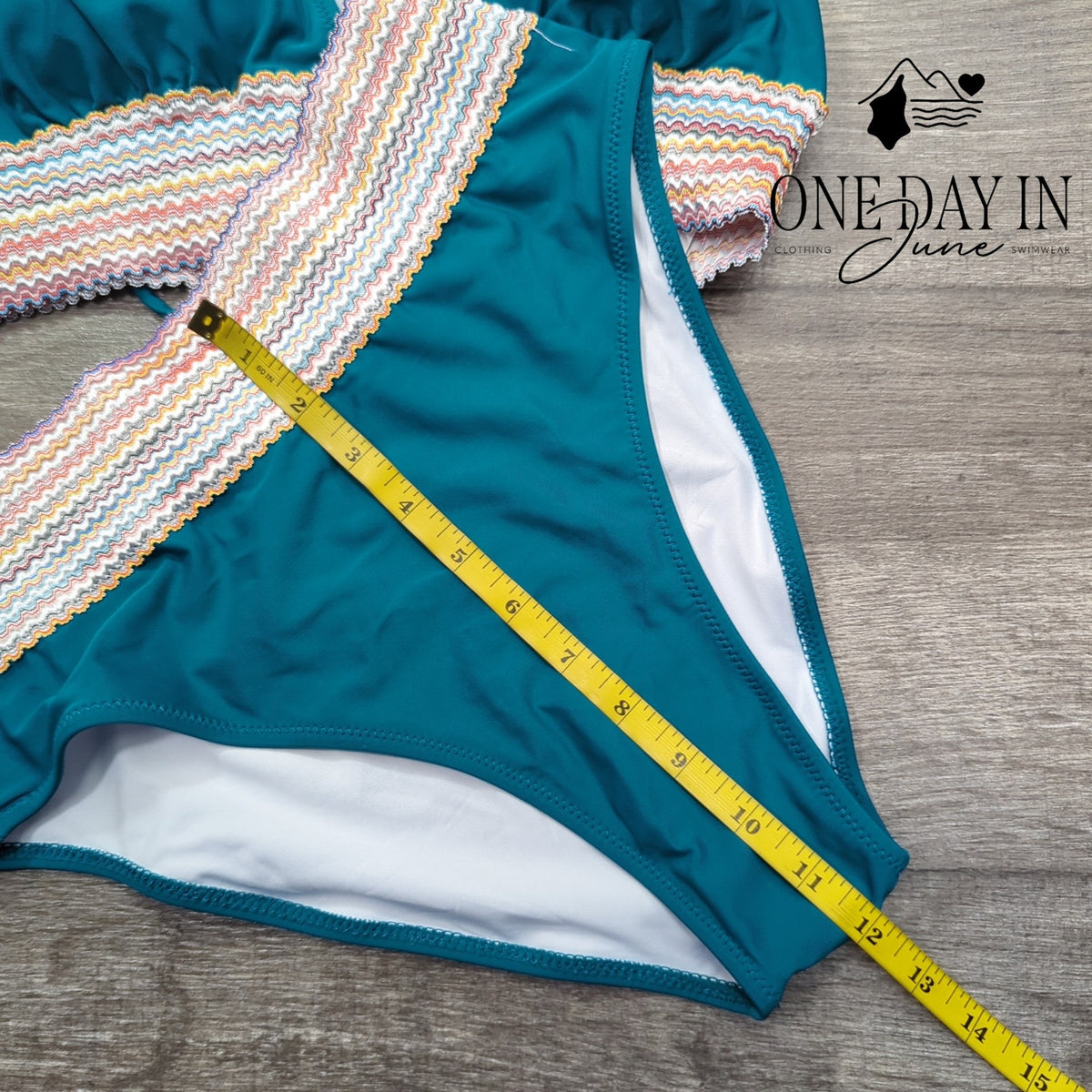 Vimpunec Teal Blue Smocked High Waisted Bikini Swimsuit 2 Piece NWT Size M
